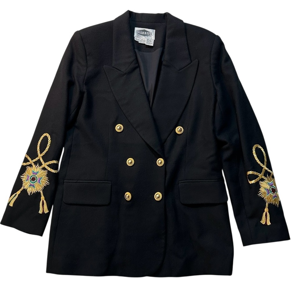 Nota Bene Black Double-Breasted Embroidered Blazer
